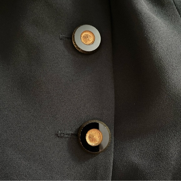 VTG Joseph Ribkoff Black Jumpsuit‎ with Vest and Gold Embroidered Details - Picture 5 of 10